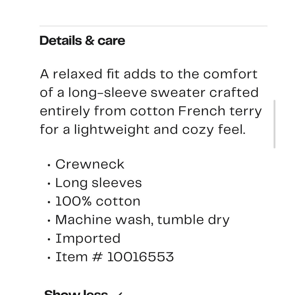 James Perse Laurel Cotton French Terry Crewneck Sweater WXAH3657CU Green Size 2 - Picture 3 of 7